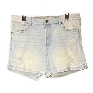 Celebrity Pink Distressed Denim Shorts Size 16 Light Wash Raw Hem Stretch